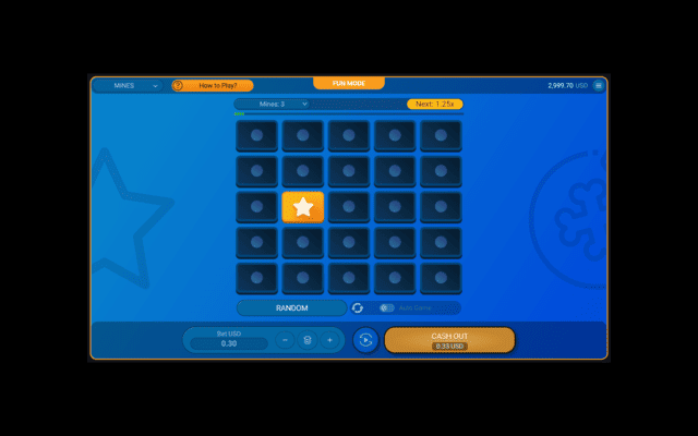 Mines Game Main Screen